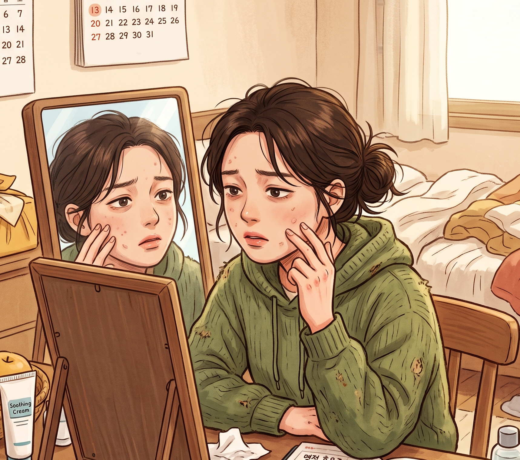 기름진음식으로 고민하는 사람 모습(AI활용)