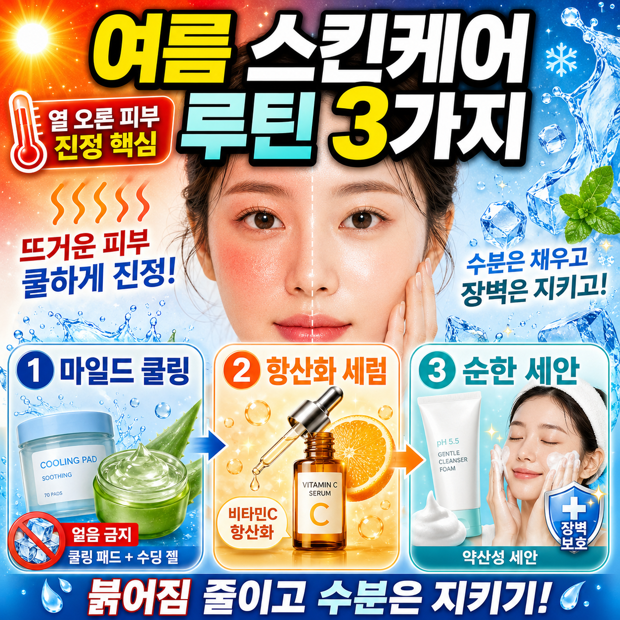 늘어진 모공과 홍조 해결을 위한 피부과 솔루션 아쿠아필 피지제거 및 LDM 수분 진정 인포그래픽