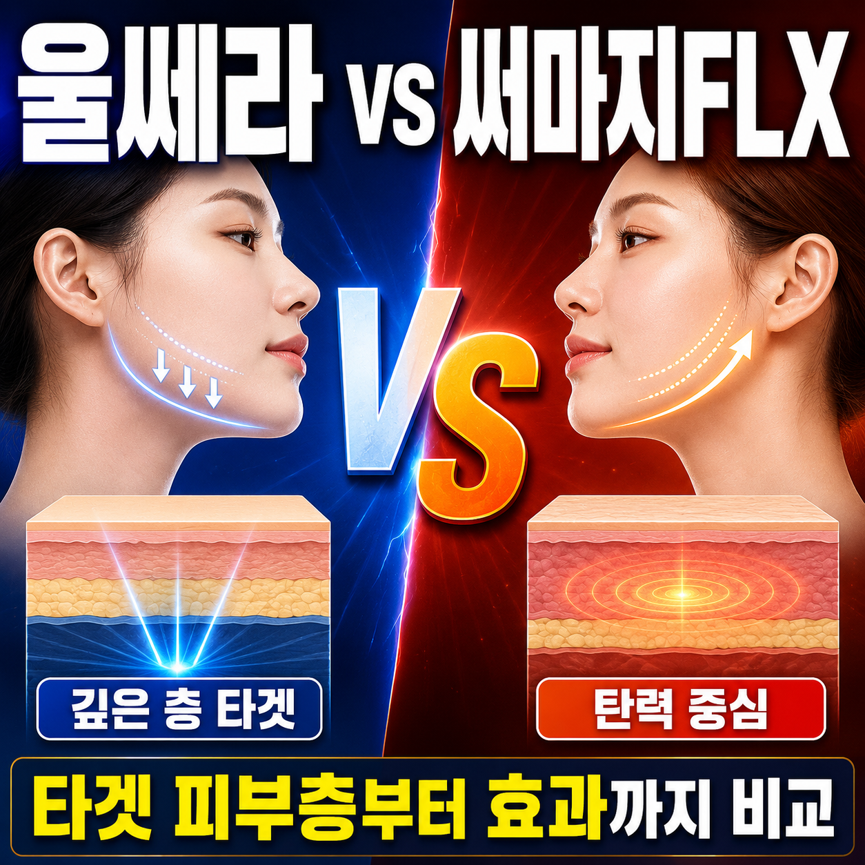 울쎄라와 써마지FLX 리프팅 장비 비교 분석