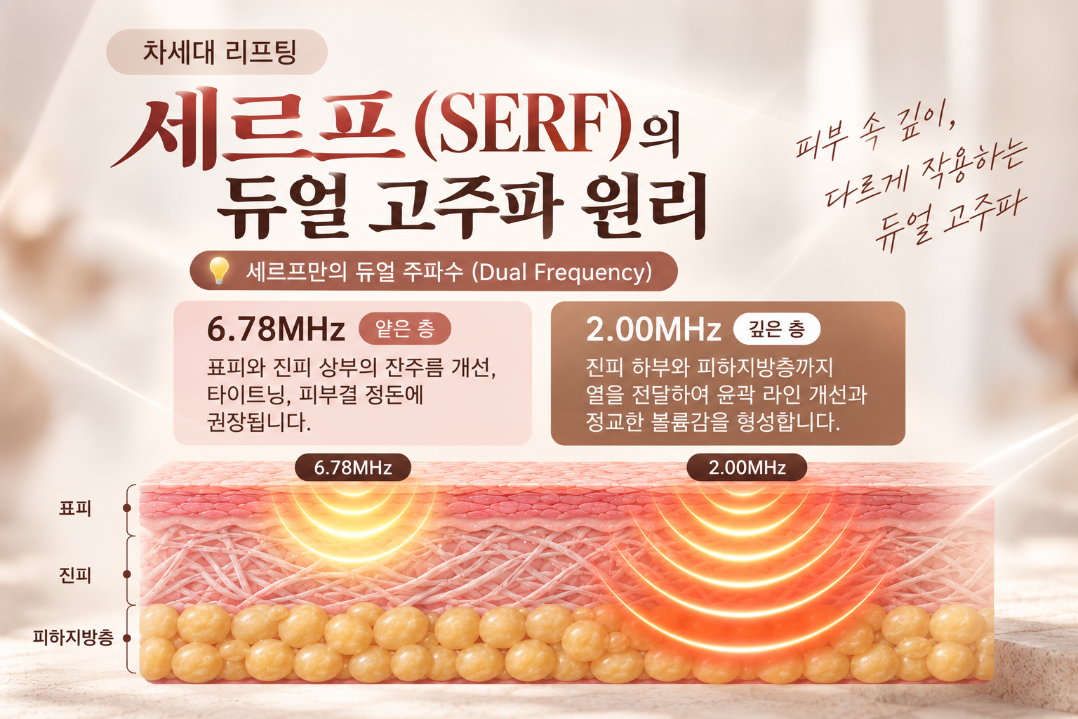 세르프 리프팅 듀얼 고주파 원리(AI이미지활용)