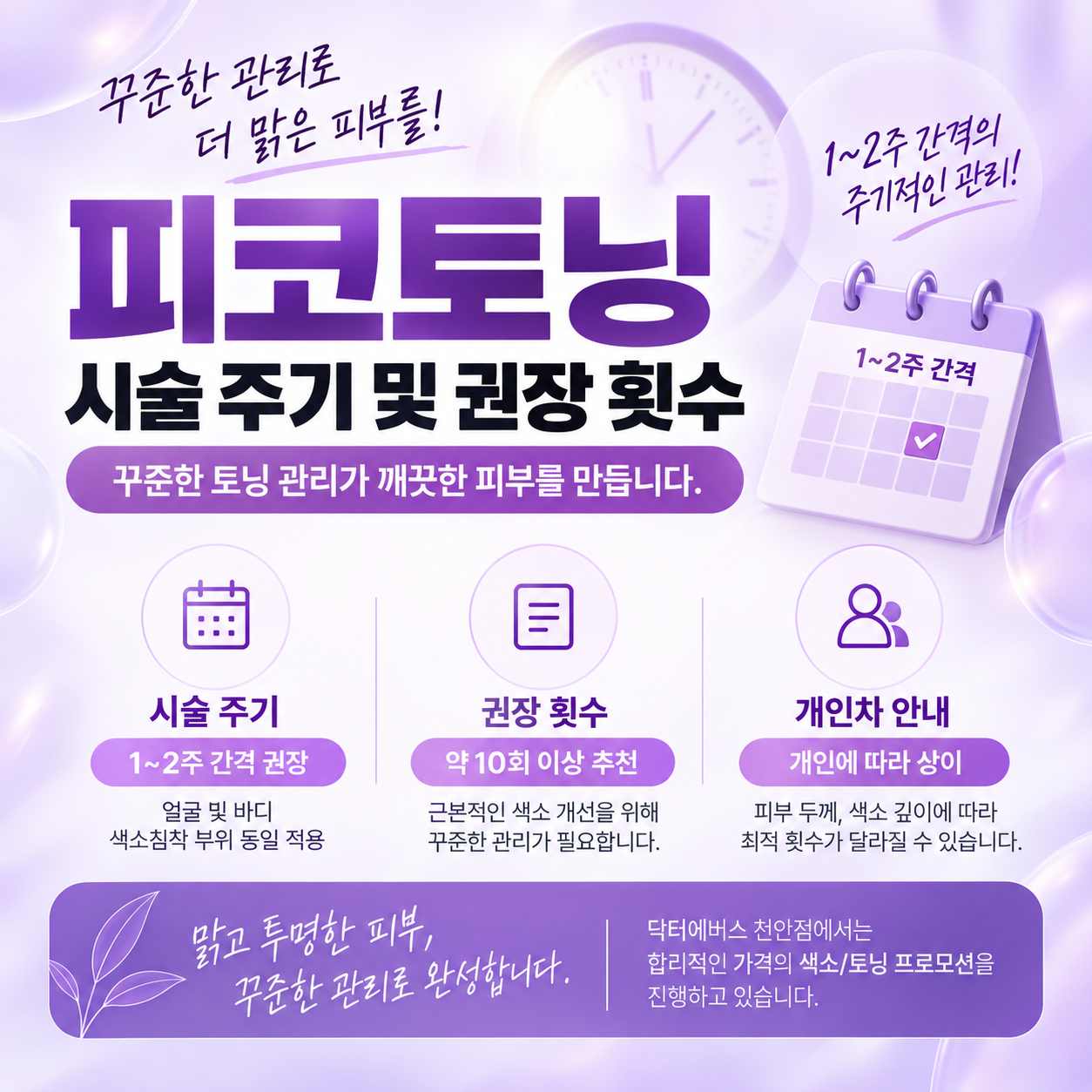 피코토닝 시술 주기 횟수 및 케어 과정(AI이미지활용)