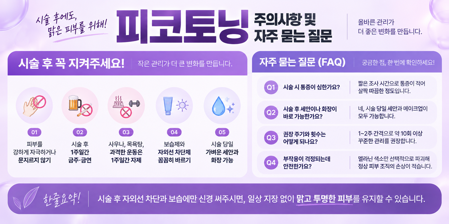 피코토닝 시술 후 관리 주의사항 안내(AI이미지활용)